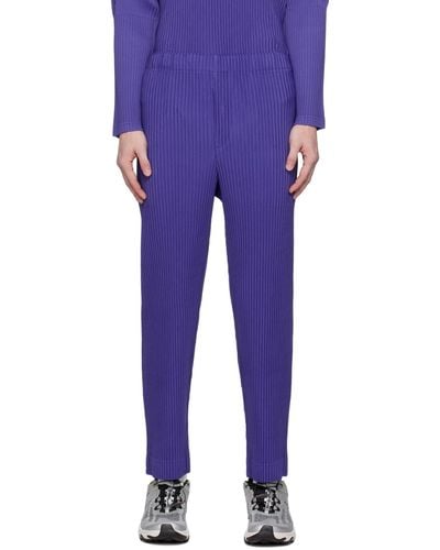 Homme Plissé Issey Miyake Homme Plissé Issey Miyake Purple Monthly Colour September Trousers - Blue