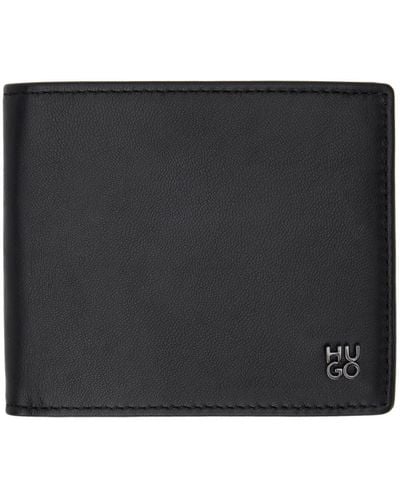 HUGO スタックロゴ ハードウェア 財布 - ブラック