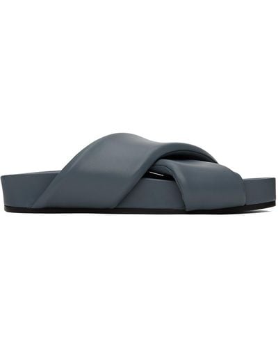Jil Sander Blue Padded Sandals - Black