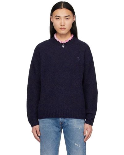Acne Studios Navy Embroidered Sweater - Blue