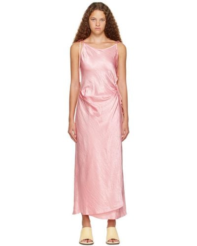 Acne Studios Pink Wrap Maxi Dress - Multicolor