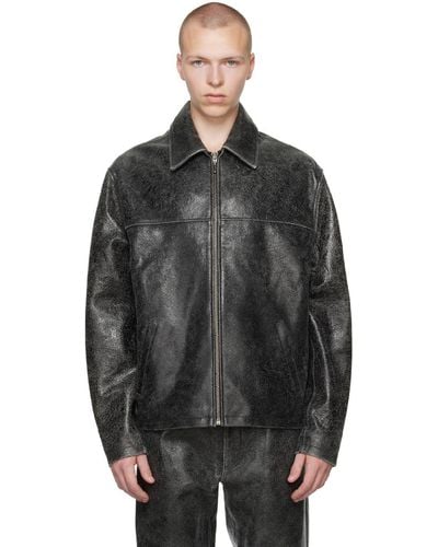 Guess USA Black Cracked Leather Jacket