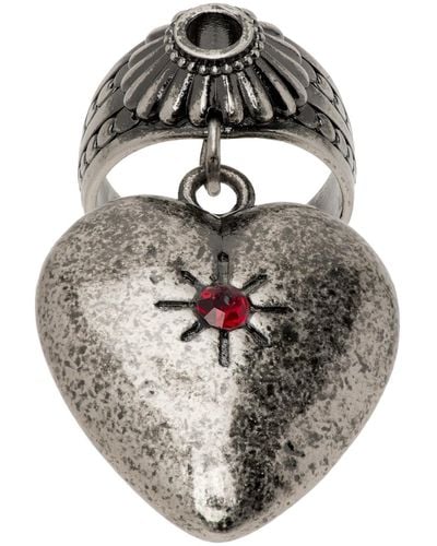 Marni Heart Pendant Ring - Grey