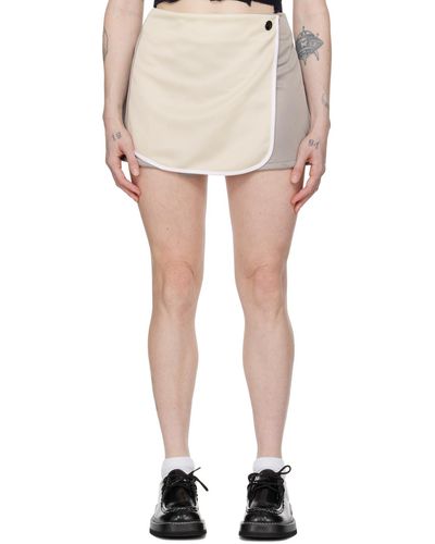 Ambush Off-white & Grey Pleats Miniskirt - Natural