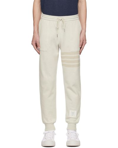 Thom Browne Off-white 4-bar Lounge Trousers - Multicolour