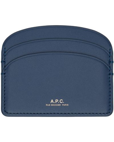 A.P.C. . Navy Demi-lune Card Holder - Blue