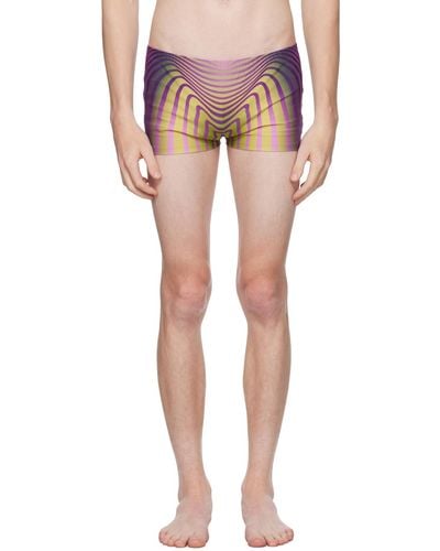 Jean Paul Gaultier Green & Purple 'the Body Morphing' Swim Shorts - Multicolour