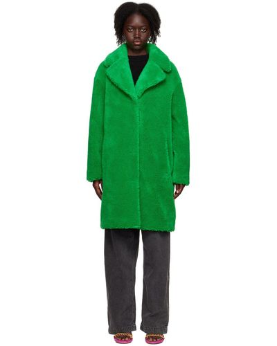 Bright green top fur coat