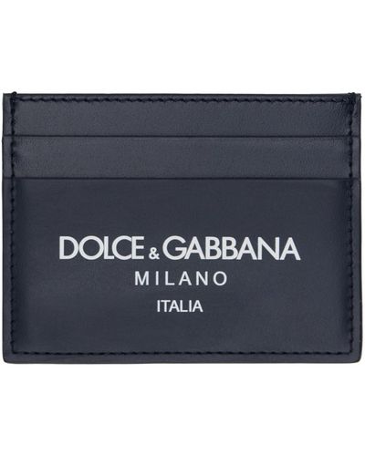 Dolce & Gabbana Porte-cartes bleu marine en cuir de veau à logo