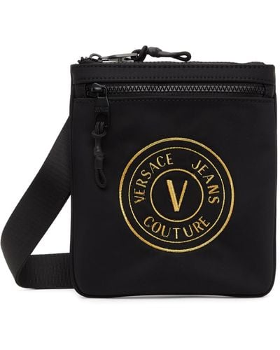 Versace レターvエンブレム バッグ - ブラック
