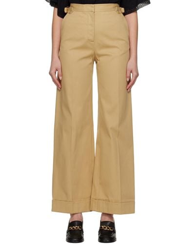 See By Chloé Brown Wide Cuffed Pants - Natural