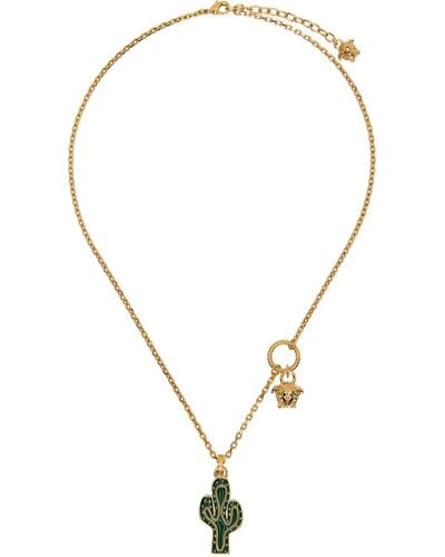 Versace Gold & Green Western Cactus Necklace - Multicolour