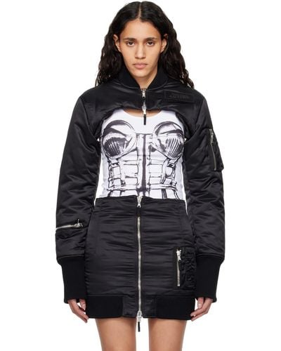Jean Paul Gaultier 'The Cropped' Bomber Jacket - Black