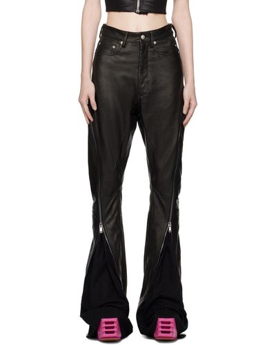 Rick Owens Pantalon bolan banana noir en cuir