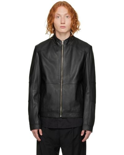 HUGO Lokis Leather Jacket - Black