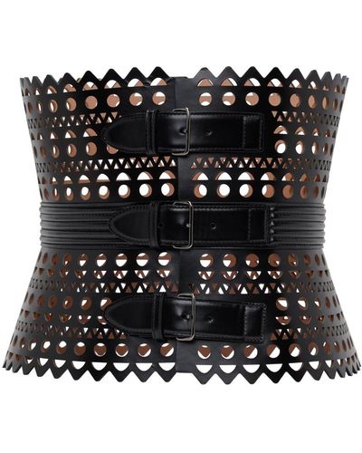 Alaïa Alaïa grande ceinture 'le corset' noire en cuir 1992