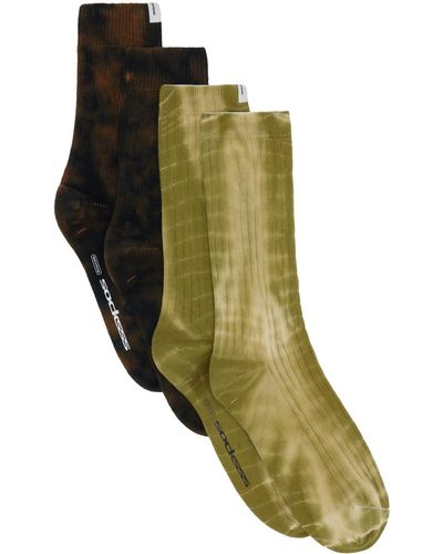 Socksss Ensemble de deux paires de chaussettes brunes et kaki à motif tie-dye - Vert