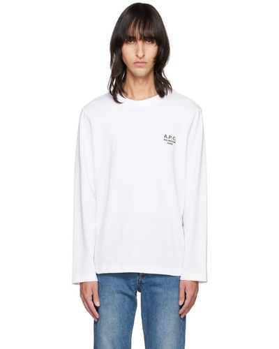 A.P.C. . White Oliver Long Sleeve T-shirt