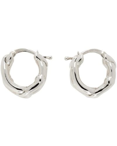 Bottega Veneta Silver Hoop Earrings - Black