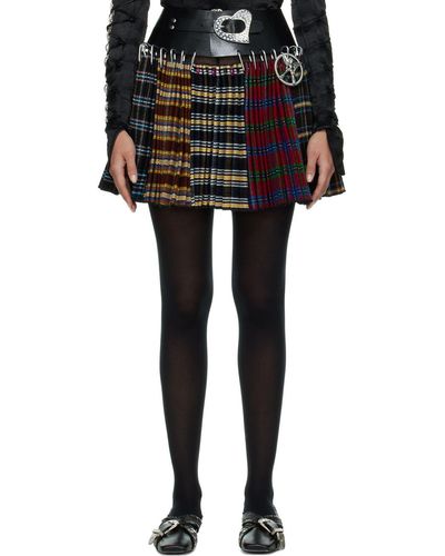 Chopova Lowena Split Argyle Miniskirt - Black