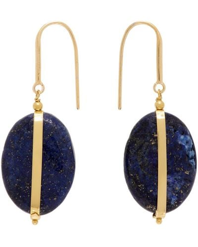 Isabel Marant Gold & Navy Drop Earrings - Blue