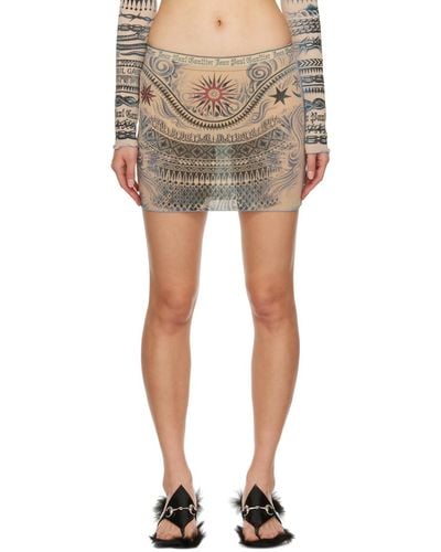 Jean Paul Gaultier Beige Soleil Miniskirt - Multicolour