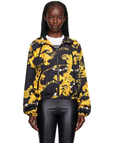 Versace Jeans Couture Blouson noir et doré à motif chain couture - Multicolore