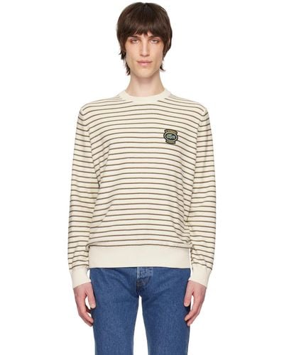 Lacoste Off-white Striped Sweater - Black