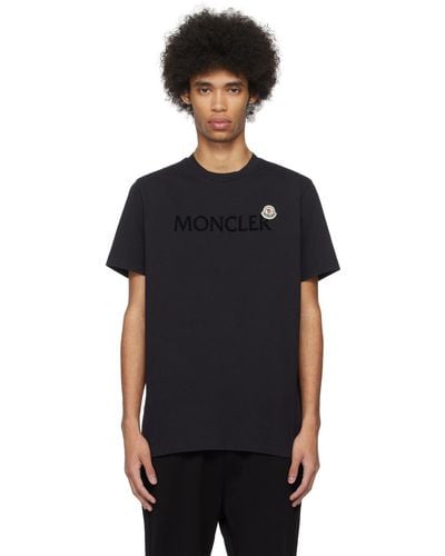 Moncler ネイビー フロックロゴ Tシャツ - ブラック
