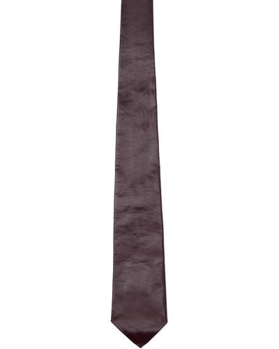 Bottega Veneta Burgundy Shiny Leather Tie - Black