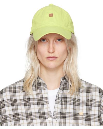 Acne Studios Green Patch Cap - White