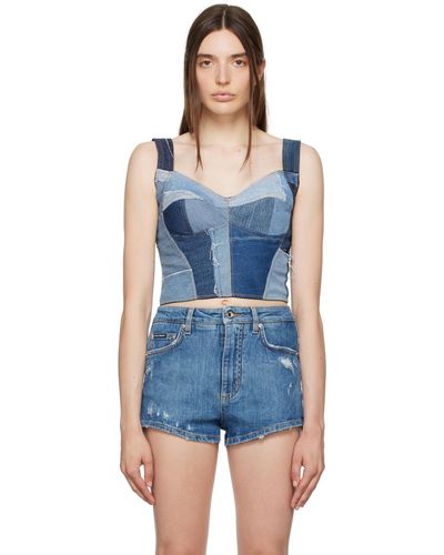 Dolce & Gabbana Corset bleu à patchwork