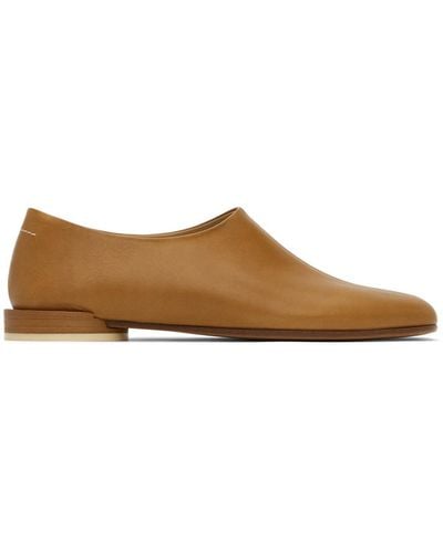MM6 by Maison Martin Margiela Tan Square Toe Loafers - Black