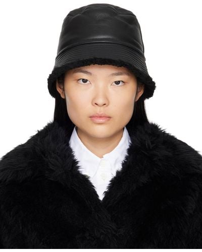 Yves Salomon Black Curly Reversible Bucket Hat