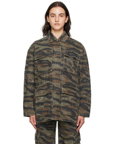 Alexander Wang Green Camouflage Denim Jacket - Black