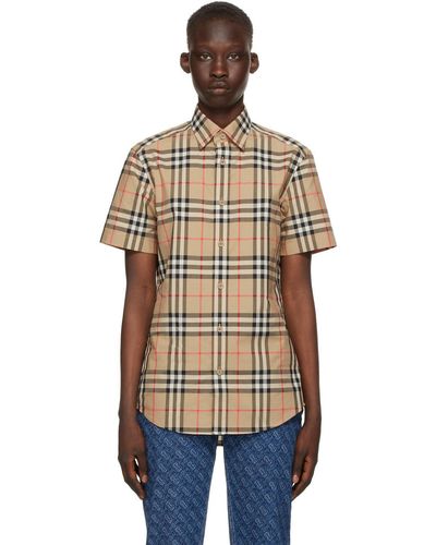 Burberry Luka Checked Stretch-cotton Shirt - Brown