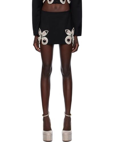 Area Embroidered Butterfly Miniskirt - Black