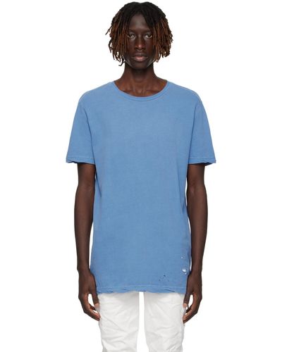 Ksubi T-shirt bleu à effet usé