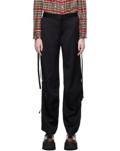 R13 Black Pleated Cargo Trousers