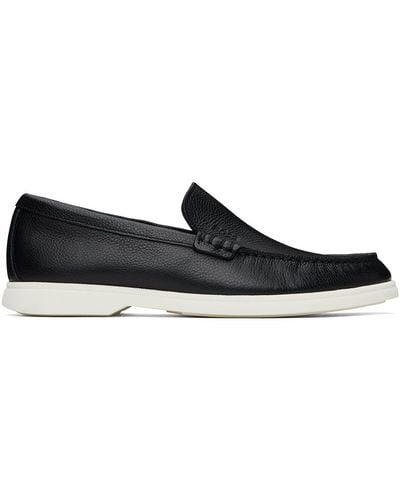 BOSS Tumbled-Leather Loafers - Black