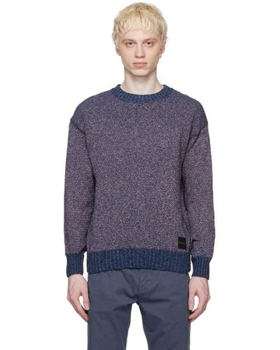 BOSS Navy Relaxed-fit Sweater - Purple