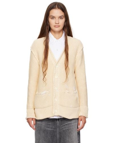 R13 Off-white Rolled Cardigan - Natural