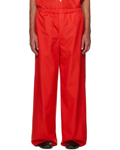 Rier Pantalon rouge à taille élastique
