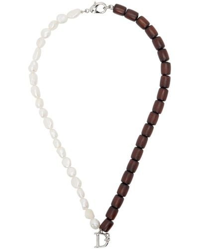 DSquared² Dsqua2 collier blanc et brun à perles naturelles - Noir