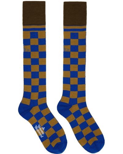 Vivienne Westwood Chaussettes bleues à carreaux