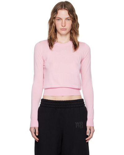 T By Alexander Wang Embossed Logo Sweater - Pink