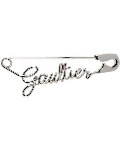 Jean Paul Gaultier Boucle d'oreille unique 'the gaultier safety pin' argentée - Noir