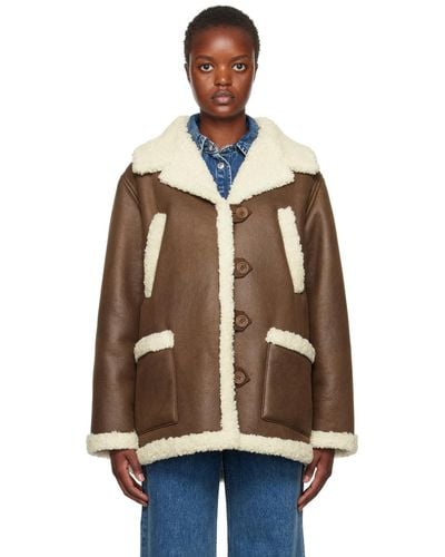A.P.C. . Brown Clara Faux-leather Coat