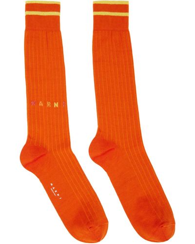 Marni Orange Striped Socks