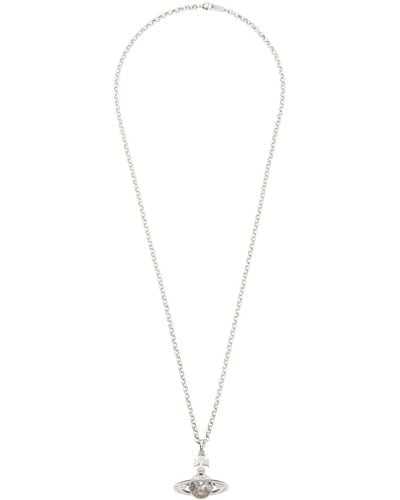 Vivienne Westwood Silver New Small Orb Pendant Necklace - Black